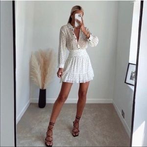 Zara white polka dress